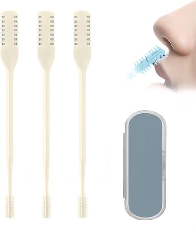 Draagbare neushaartrimmer – een must-have voor mannen en vrouwen op reis | Hulpmiddel voor het verwijderen van neushaar | Ontwerp met dubbele kop (geschikt voor binnen- en buitengebruik) | Handmatige neushaartrimmer, 360° draaibaar (beige, 9 stuks)