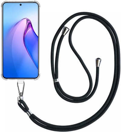 Telefoonhoesje Geschikt voor Oppo Reno 8 5G Transparant Schokbestendig met Afneembaar Universeel Telefoonkoord - Backcover Case Siliconen ShockProof with Lanyard - Smartphonica geschikt voor Oppo Reno8 5G