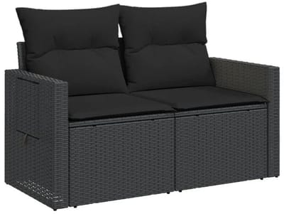 Tuinbank – Tuinbankjes weerbestendig - Tuinbanken - Loungebank - Balkon Set - Buitenbank - Zwart - 2 personen - Staal