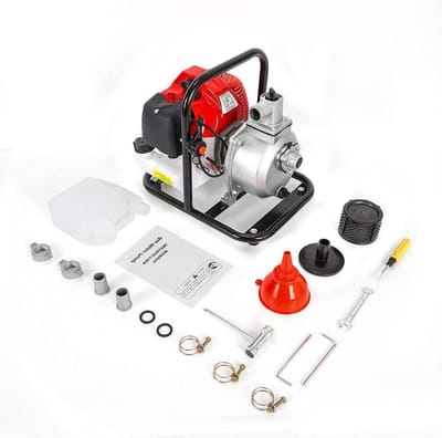 Benzine waterpomp - Tuinpomp motor - Afwatering en irrigatie - Hoge doorstroomcapaciteit - 8000 liter per uur - Grijs
