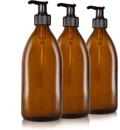 Oputec 3x 500ml Amber Glas – Zeepdispenser Pompflessen – Navulbare Fles – Extra zuinig tot -70%
