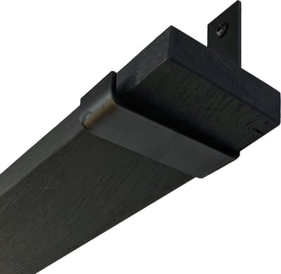 GoudmetHout® Wandplank Industrieel - 220 x 10 cm Muurplank - Zwart Eiken Hout - Decoratie Wandrek & Boekenrek - Hangplank Keuken - Wall Shelf + 2 Mat Zwarte Plankdragers van Staal