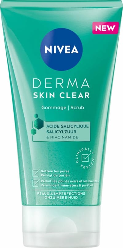 NIVEA Derma Skin Clear Gezichtsscrub - 6 x 150 ml - Voordeelverpakking