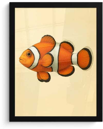 Poster in lijst - Fotolijst 30x40 cm - Posters - Vis - Oranje - Strepen - Posterlijst zwart - Decoratie - Wanddecoratie woonkamer - Muurdecoratie slaapkamer