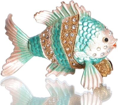 Tropische Vis Trinket Box - Sieraden Doosje Vis - Sieraden Bewaren - Handgeschilderd Kristal - 3.2x2IN - Multicolor