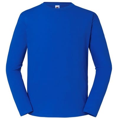Fruit of the Loom Heren Iconic 195 Premium Ringspun Cotton T-shirt met lange mouwen (Koningsblauw)