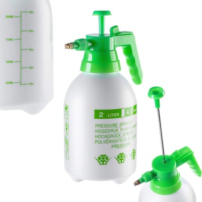 KADAX Handsproeier, 2 liter pompsproeifles van kunststof, drukspuit met messing sproeier, pompdruksproeier voor irrigatie en ongediertebestrijding (2 l, groen)