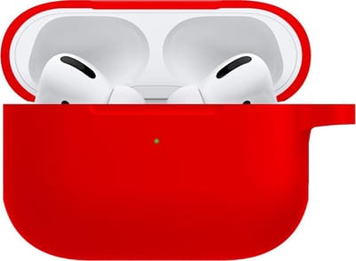 Hoesje - Geschikt voor Apple Airpods Pro - Siliconen Hoes met Clip - Silicone Case Cover - Rood