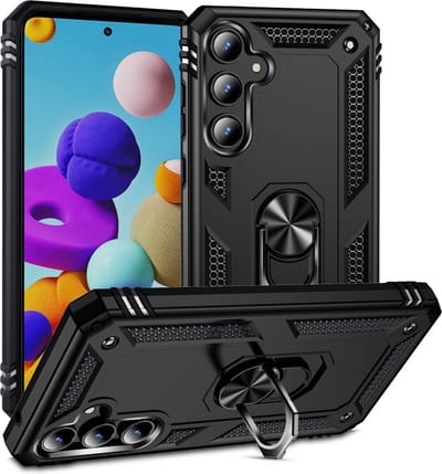 Coverup Hoesje - Geschikt voor Samsung Galaxy A55 Hoesje - Coverup Ring Kickstand Back Cover - Zwart