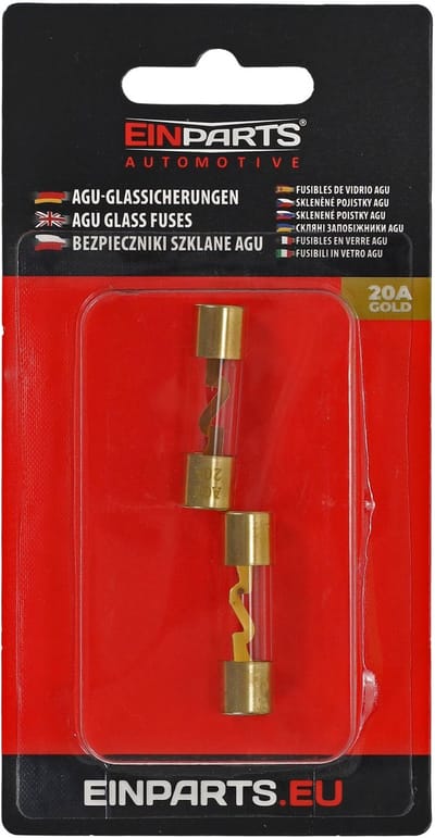 Einparts Glaszekering Agu Gold 20A Voor Auto-Audio 12V/24V Set Van 2
