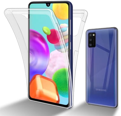 Cadorabo Hoesje geschikt voor Samsung Galaxy A41 in TRANSPARANT - 360° Full Body Case Cover Beschermhoes Voor- en achterbescherming, all-round bescherming met displaybescherming