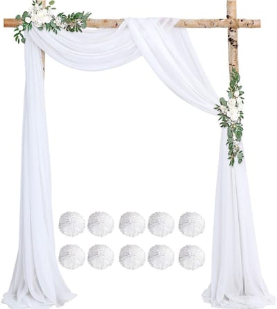 Dailygoods- Trouwboog 0,76 x 6 m - 2 Stuks - Polyestervezel - Bruiloftsgordijn - Papieren Bloembollen - Duurzaam en Herbruikbaar - Decoratieboog