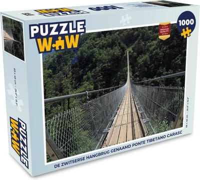 Puzzel De Zwitserse hangbrug genaamd Ponte Tibetano Carasc - Legpuzzel - Puzzel 1000 stukjes volwassenen