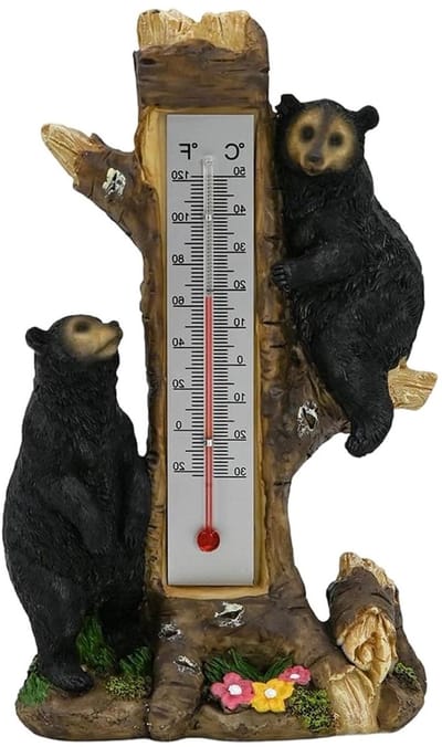 Buitenthermometer, dubbele schaal | temperatuurmonitor met beren op een boomhuis - voor terras, tuin, balkon, garage, , woonkamer, slaapkamer