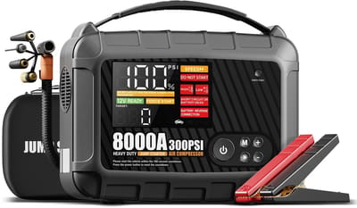 Allero Jumpstarter - Jumpstarter Voor Auto - Met Compressor - 8000A - 12V - Auto - Booster - Starthulp - Zwart - Ingebouwde Pomp