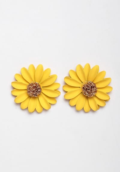 AVANT-GARDE PARIS Oorstekers - Bloemoorbellen - Geel - Goudkleurig - 2,5 cm - Voor Vrouwen
