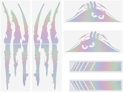 Dailygoods- Auto Sticker 6 Stuks - Reflecterende Stickers - Monster Ogen - Klauw Markeringen - Zelfklevende Decoratie - Waterdicht en Duurzaam - Autodecal