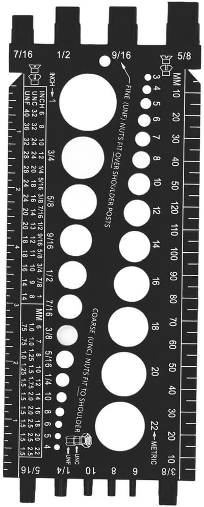 Dailygoods- Schroefmeter Draadcontrole - Boutmaat Bepaling - Multi Functioneel - Versterkt Plastic - Nauwkeurige Markeringen - Duurzaam Ontwerp - Boutmeter