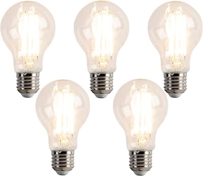LUEDD Set van 5 E27 dimbare LED lampen A60 7W 780 lm 2700K