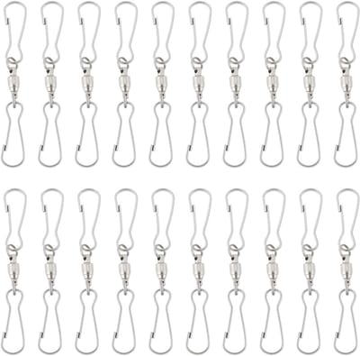 Dailygoods- Haak 20 Stuks - Rvs Swivel Haken - Ophanghaken voor Buitendecoraties - Lichtgewicht 6,7x0,9x0,2 cm - Duurzaam en Corrosiebestendig - Ophanghaak