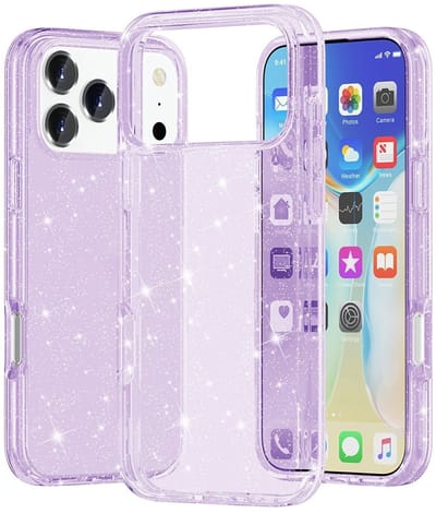 Coverup Hoesje - Geschikt voor iPhone 17 Pro Max Hoesje - Coverup Glitter TPU Back Cover - Paars