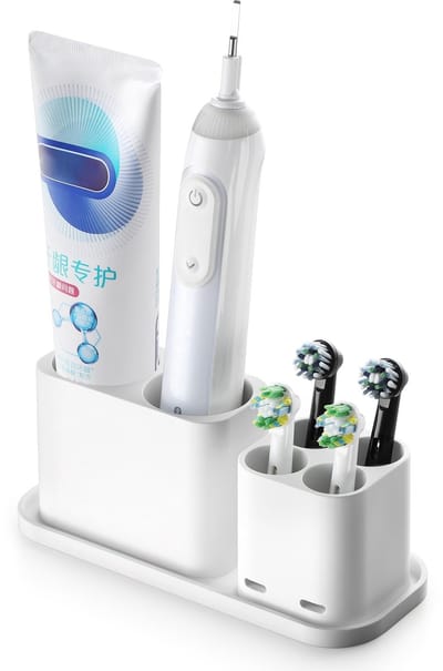 Dailygoods - Elektrische tandenborstelhouder - Badkameraccessoires - Wit - Tandenborstels en tandpasta op één plek - Praktisch en stijlvol - Geschikt...