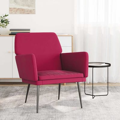 vidaXL - Fauteuil - 62x79x79 - cm - fluweel - wijnrood