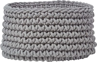 Homescapes Gebreide opbergmand, 100% katoen, grijs, 37 x 21 cm