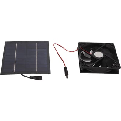 Panneau Solaire 10W Ventilateur d'Évacuation Mini Ventilateur Étanche pour Camping-car Yacht Serres Maisons d'Animaux Poulaillers black