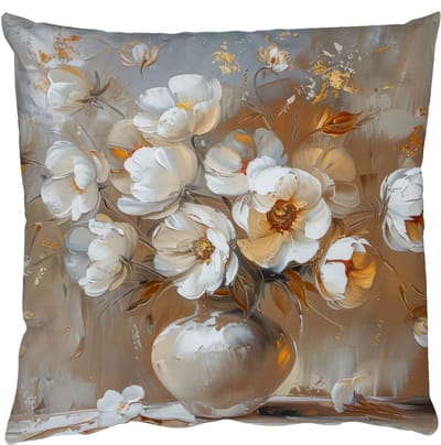 Sierkussens - Kussentjes Woonkamer - 50x50 cm - Vaas - Bloemen - Kunst - Goud