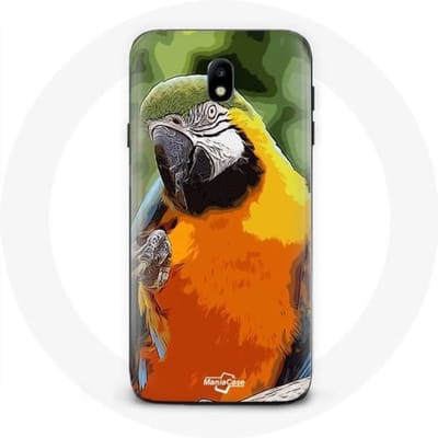 Samsung Galaxy J3 2017 Hoesje Macaws Parrot Oranje Groen