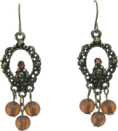 Behave - Vintage oorhanger met amberkleurige kralen - Nikkelvrij