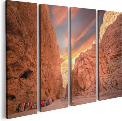 Artaza Canvas Schilderij Vierluik Todghakloof Rivier in Atlas, Marokko - 80x60 - Foto Op Canvas - Canvas Print