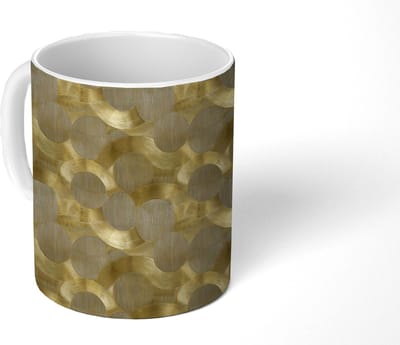 Mok - Koffiemok - Modern - Geometrisch - Goud - Mokken - 350 ML - Beker - Koffiemokken - Theemok