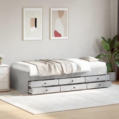 vidaXL - Slaapbank - met - lades - zonder - matras - 90x190 - cm - betongrijs