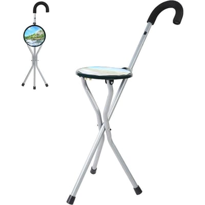 IJzeren Draagbare Opvouwbare Wandelstok Stoel Tripod Reisstoel Kruk