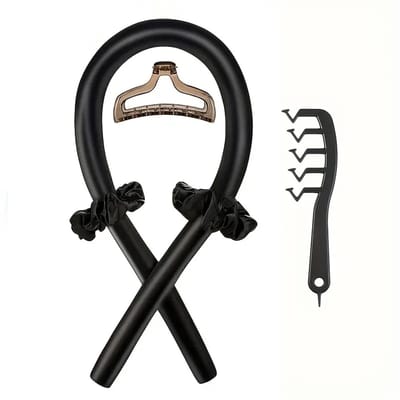 Daity Hittevrije lintkrultang - Krullen met klauwclip - Lazy Natural Soft Wave DIY Krul Styling Tool Overnight Sleep (zwart)