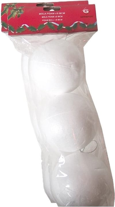 Gerimport Piepschuim ballen/bollen - 6x stuks - D8 cm - met lusjes - DIY hobby/decoratie balletjes