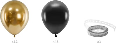 Partydeco - DIY Kit Ballonboog - Zwart en Goud (2m, 60 ballonnen)