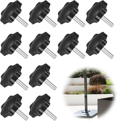 Dailygoods - 12 stuks sterschroeven M6, schroeven met stergreep, gekartelde kopschroef, draadstang met zwarte sterkop, voor mechanische apparaten, gereedschap, apparaten (M6 × 20 mm)