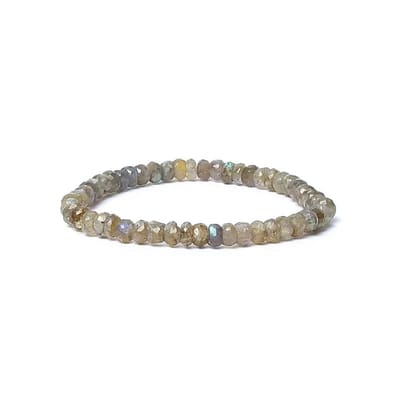 Armband - Labradoriet - Facet - AA Kwaliteit - Elastisch - Sierraad - 0,6 cm - Beschermend