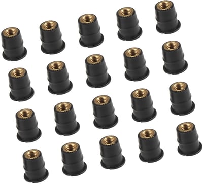 Dailygoods- Schroeven M6 Convex Rubber - Voorruitmoeren - Set van 20 - Corrosiebestendig - Eenvoudige Installatie - Geschikt voor Motorfietsen - Bevestigingsmateriaal