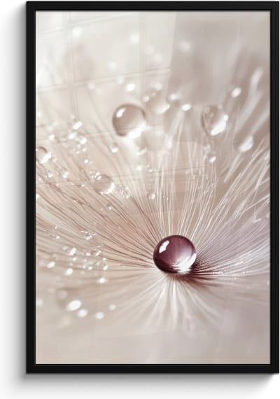 Poster in lijst - Fotolijst 60x90 cm - Posters - Bloem - Abstract - Wit - Water - Natuur - Posterlijst zwart - Decoratie - Wanddecoratie woonkamer - Muurdecoratie slaapkamer