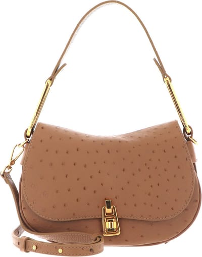 COCCINELLE Leren Handtas Schoudertas Magie Ostrich Handbag Nocciola Lichtbruin