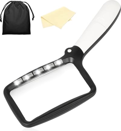 Vergrootglas met Licht voor Senioren – 30X Vergroting, Opvouwbare Handloep voor Lezen, Hobby en Inspectie