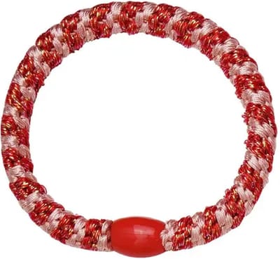 1 stuk - haarelastiek met kraal - haarelastiek en armband - haarelastiekje gevlochten - elastieken - Rood Roze