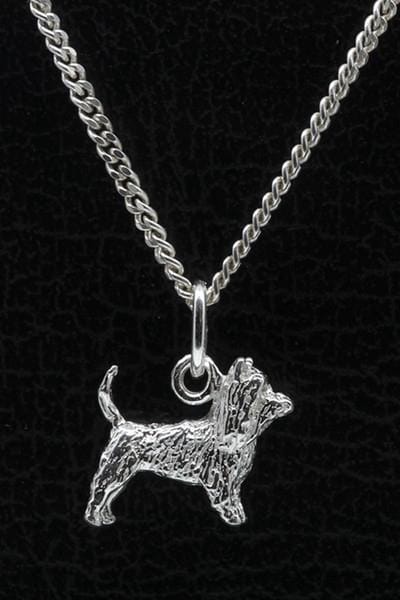 Zilveren Australische silky terrier met staart ketting hanger - klein