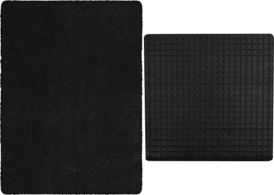 MSV Douche anti-slip/droogloop matten - Venice badkamer set - rubber/microvezel - zwart