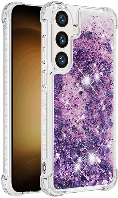 Coverup Hoesje - Geschikt voor Samsung Galaxy S26 Hoesje - Coverup Liquid Glitter Back Cover - Paars