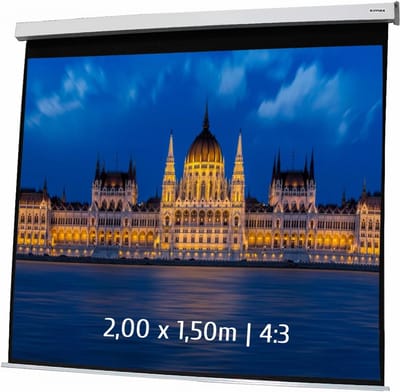 Elektrisch projectiescherm - Gemotoriseerd scherm - Filmavond thuis - Stil motorgeluid - 200 x 150 cm - Wit